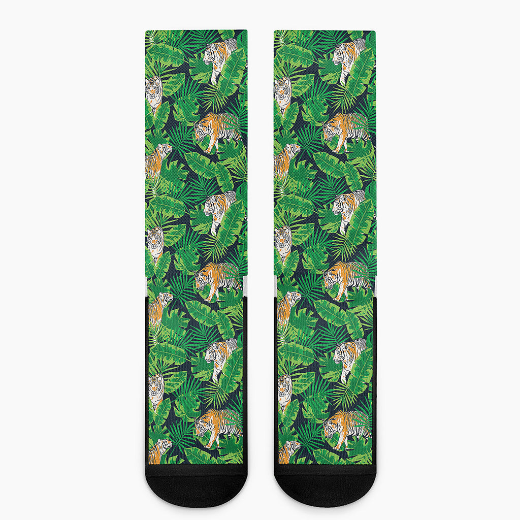 Tropical Tiger Pattern Print Crew Socks