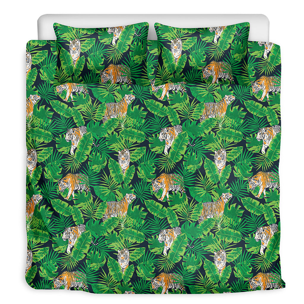 Tropical Tiger Pattern Print Duvet Cover Bedding Set