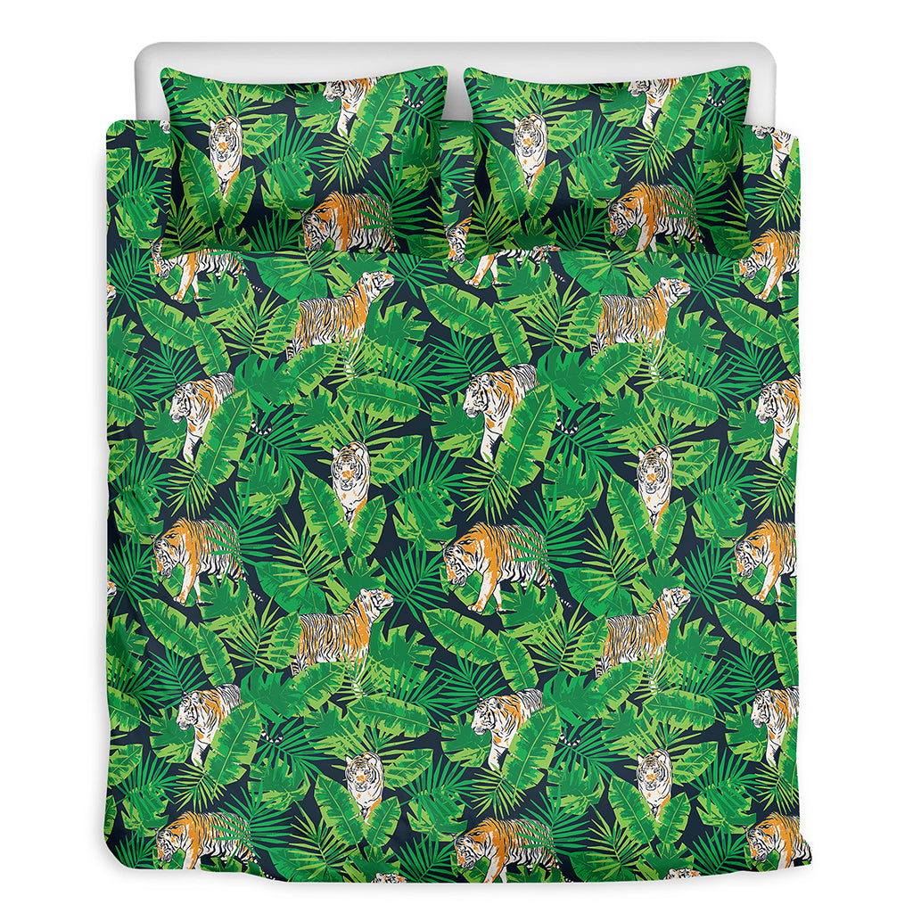 Tropical Tiger Pattern Print Duvet Cover Bedding Set