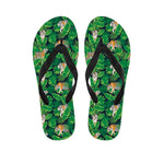 Tropical Tiger Pattern Print Flip Flops