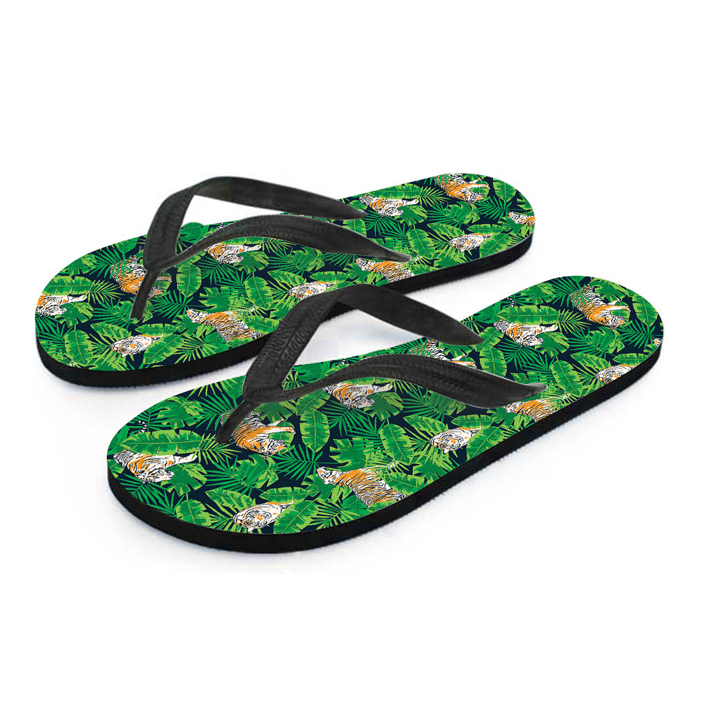 Tropical Tiger Pattern Print Flip Flops