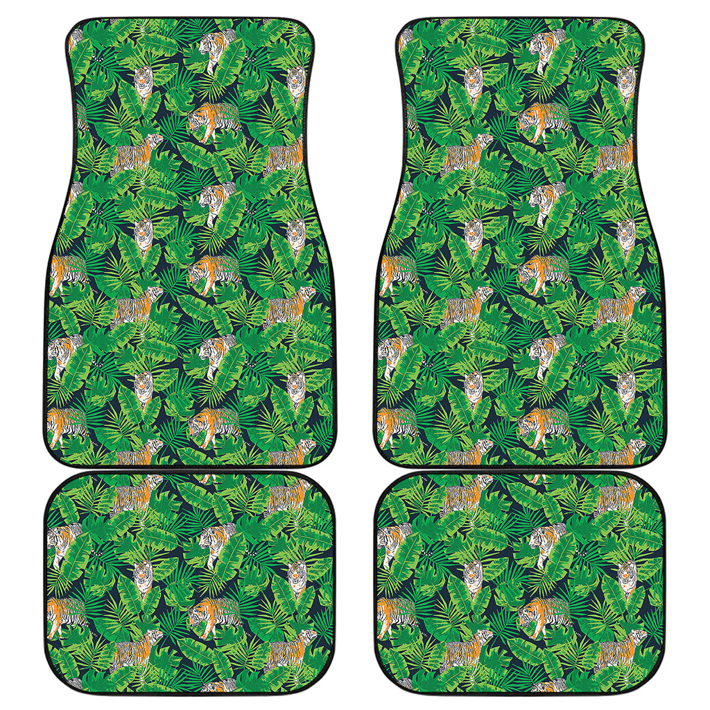 Tropical Tiger Pattern Print Front and Back Car Floor Mats