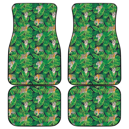 Tropical Tiger Pattern Print Front and Back Car Floor Mats