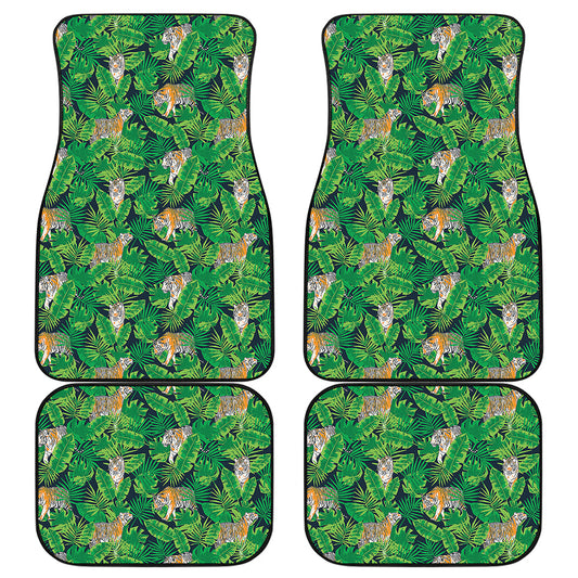 Tropical Tiger Pattern Print Front and Back Car Floor Mats