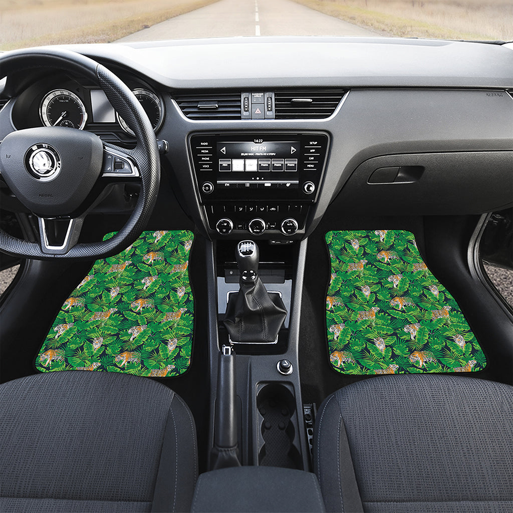 Tropical Tiger Pattern Print Front and Back Car Floor Mats