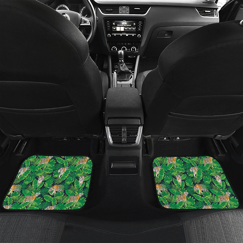 Tropical Tiger Pattern Print Front and Back Car Floor Mats