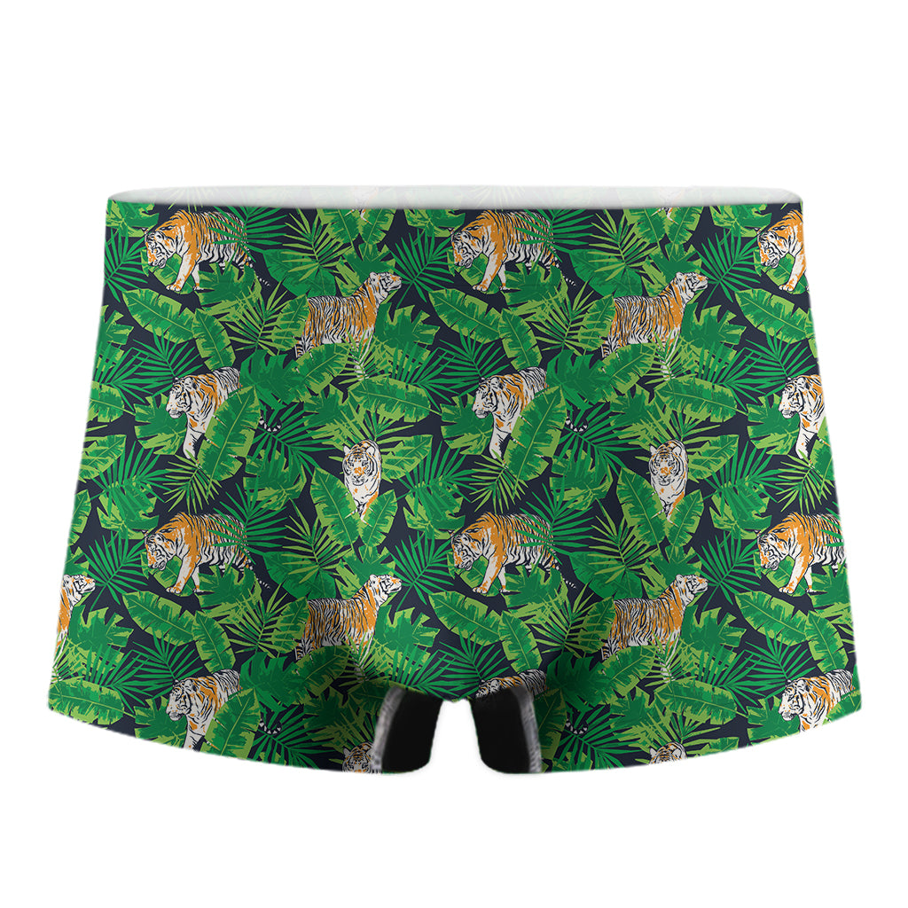 Tropical Tiger Pattern Print Men's Boxer Briefs