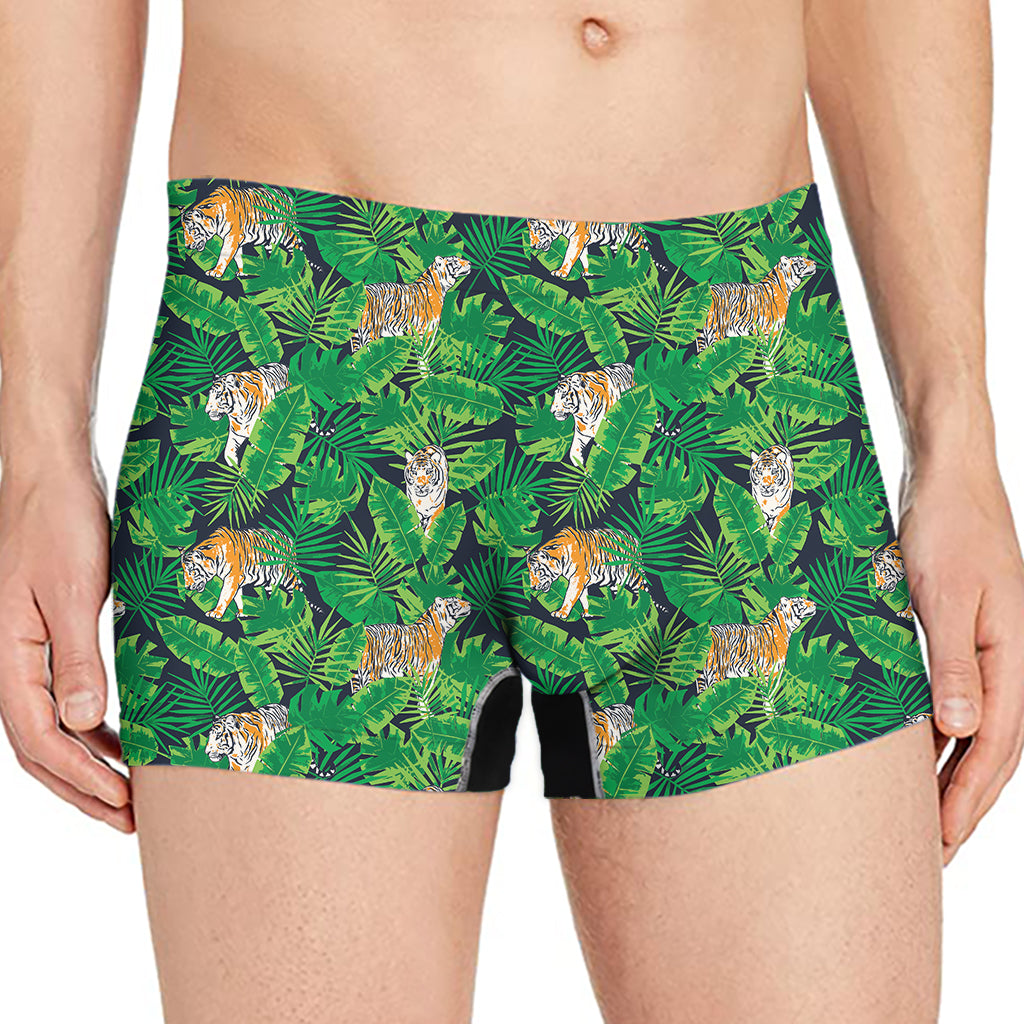 Tropical Tiger Pattern Print Men's Boxer Briefs