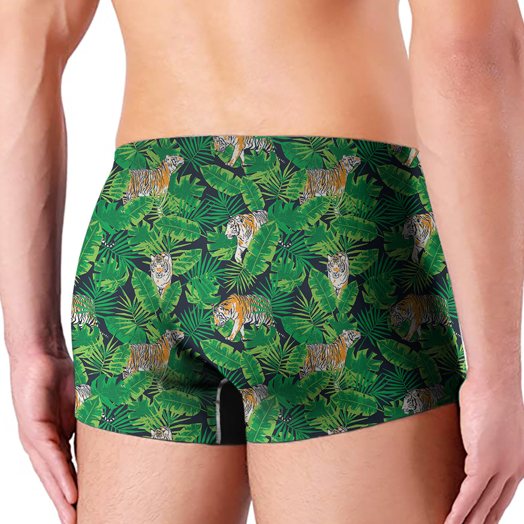 Tropical Tiger Pattern Print Men's Boxer Briefs