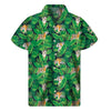 Tropical Tiger Pattern Print Men's Short Sleeve Shirt