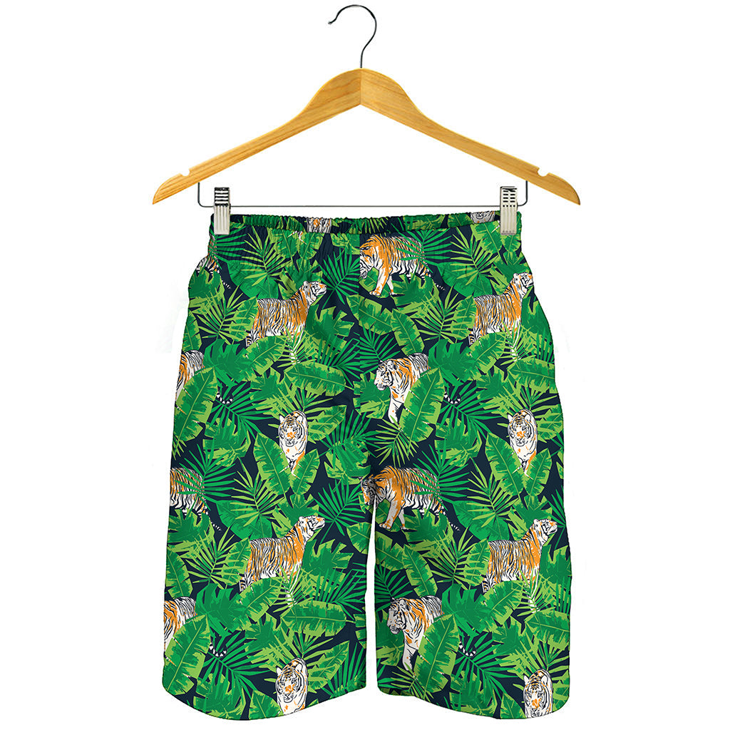 Tropical Tiger Pattern Print Men's Shorts