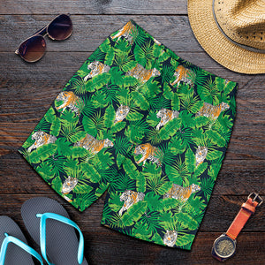 Tropical Tiger Pattern Print Men's Shorts