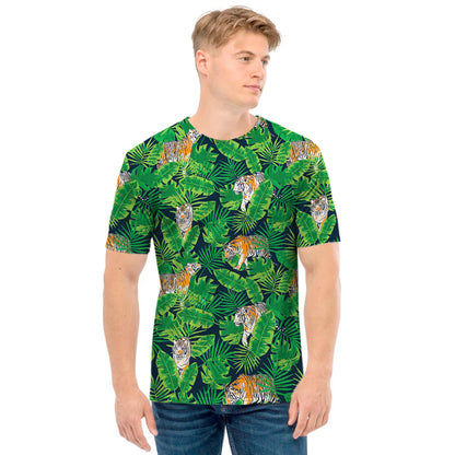 Tropical Tiger Pattern Print Men's T-Shirt