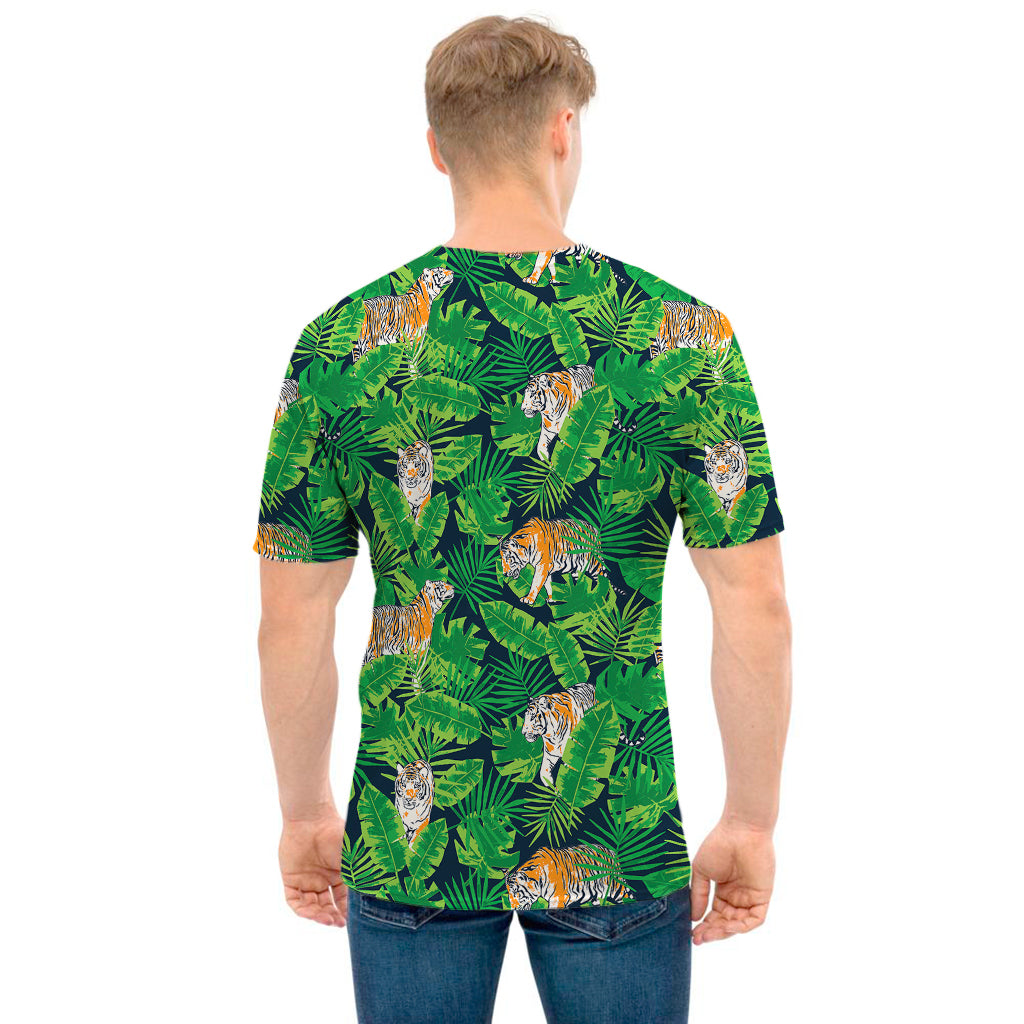 Tropical Tiger Pattern Print Men's T-Shirt