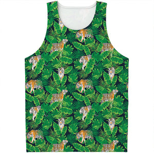 Tropical Tiger Pattern Print Men's Tank Top