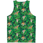 Tropical Tiger Pattern Print Men's Tank Top