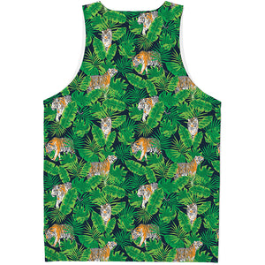 Tropical Tiger Pattern Print Men's Tank Top