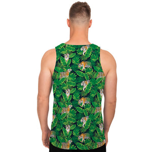 Tropical Tiger Pattern Print Men's Tank Top