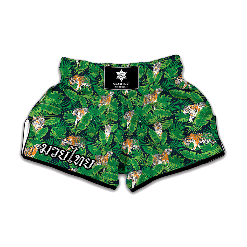 Tropical Tiger Pattern Print Muay Thai Boxing Shorts