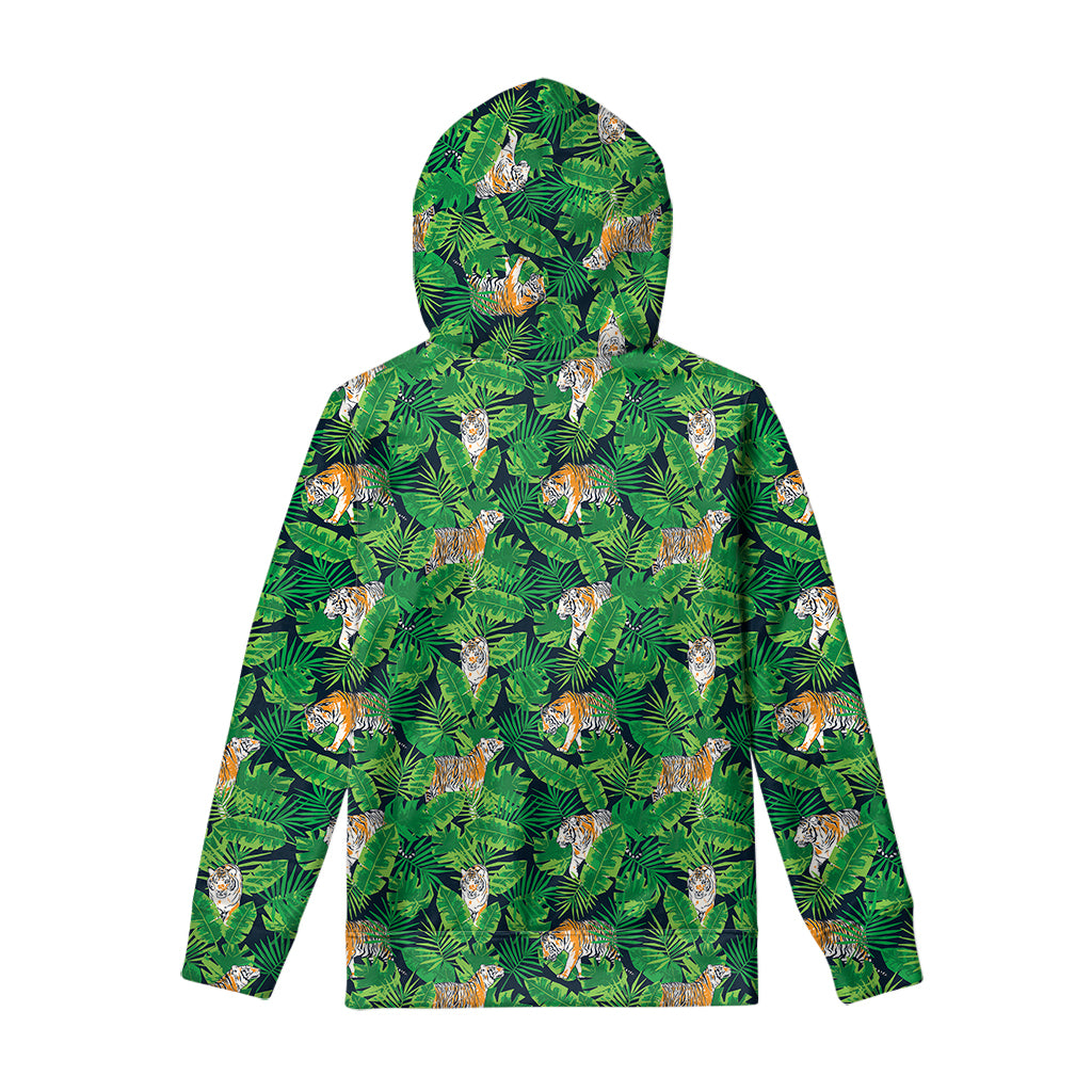 Tropical Tiger Pattern Print Pullover Hoodie