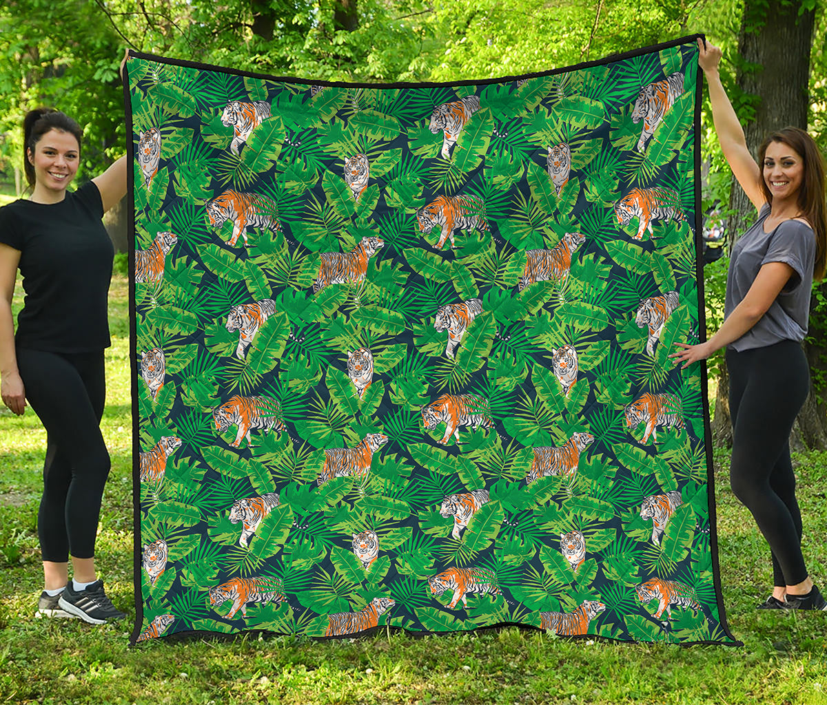 Tropical Tiger Pattern Print Quilt