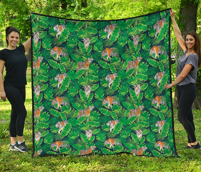 Tropical Tiger Pattern Print Quilt