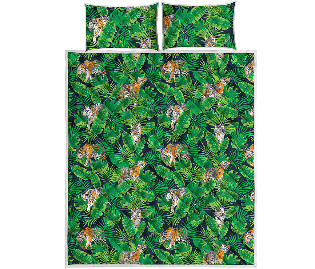 Tropical Tiger Pattern Print Quilt Bed Set