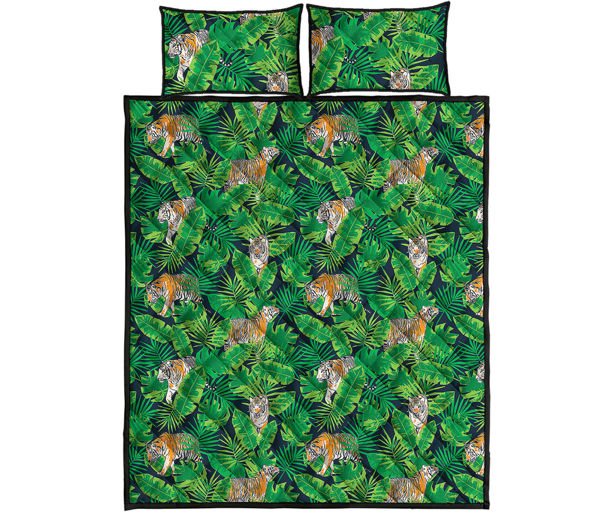 Tropical Tiger Pattern Print Quilt Bed Set