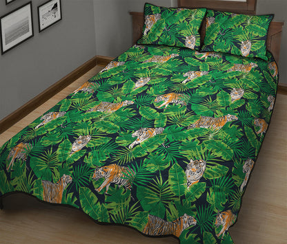 Tropical Tiger Pattern Print Quilt Bed Set