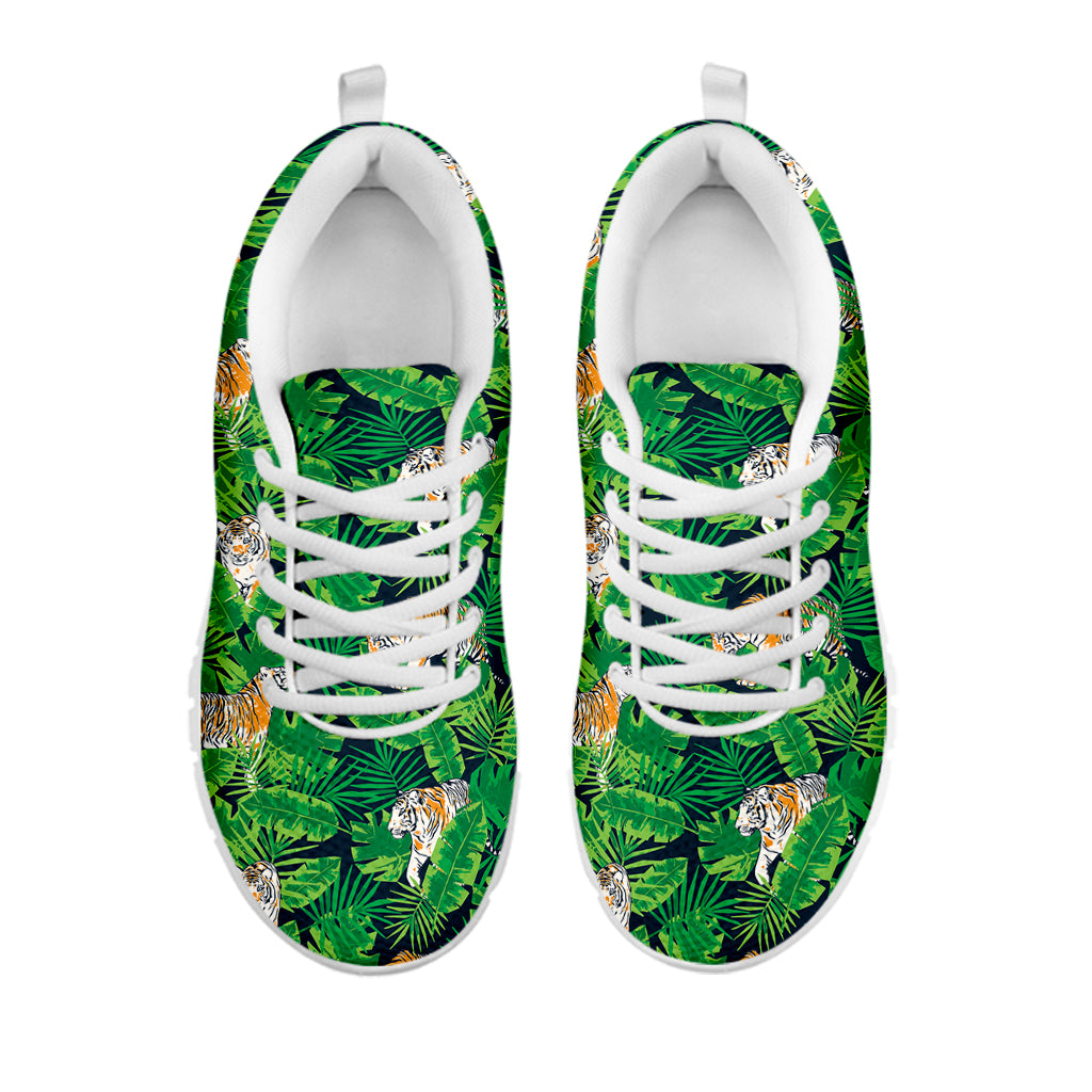 Tropical Tiger Pattern Print White Sneakers