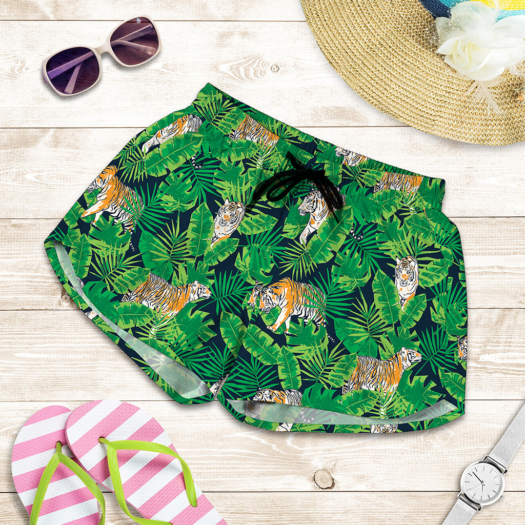 Tropical Tiger Pattern Print Women's Shorts