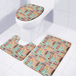Tropical Tiki Pattern Print 3 Piece Bath Mat Set