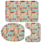 Tropical Tiki Pattern Print 3 Piece Bath Mat Set