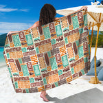 Tropical Tiki Pattern Print Beach Sarong Wrap