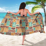 Tropical Tiki Pattern Print Beach Sarong Wrap