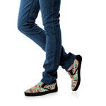 Tropical Tiki Pattern Print Black Slip On Shoes