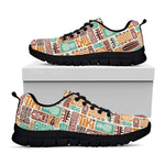 Tropical Tiki Pattern Print Black Sneakers