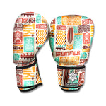 Tropical Tiki Pattern Print Boxing Gloves