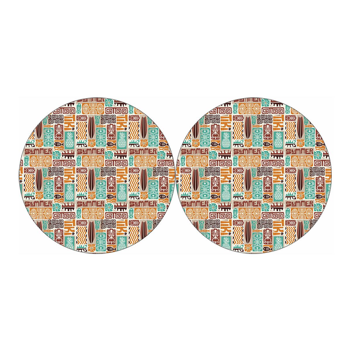Tropical Tiki Pattern Print Car Coasters