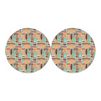 Tropical Tiki Pattern Print Car Coasters