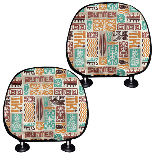 Tropical Tiki Pattern Print Car Headrest Covers