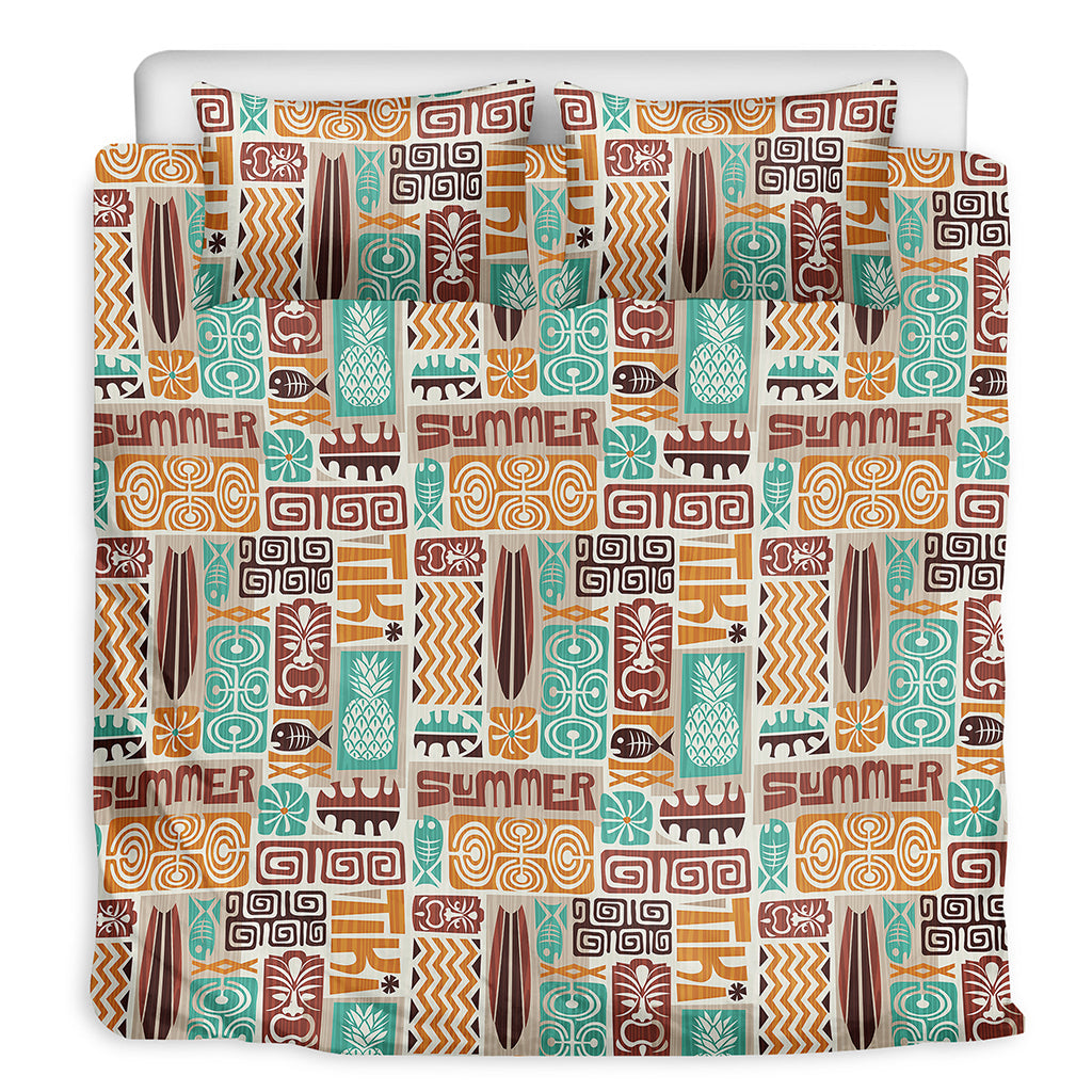 Tropical Tiki Pattern Print Duvet Cover Bedding Set