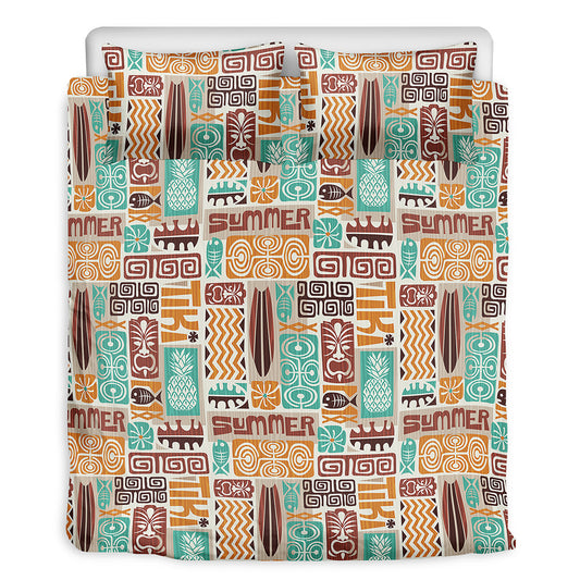 Tropical Tiki Pattern Print Duvet Cover Bedding Set