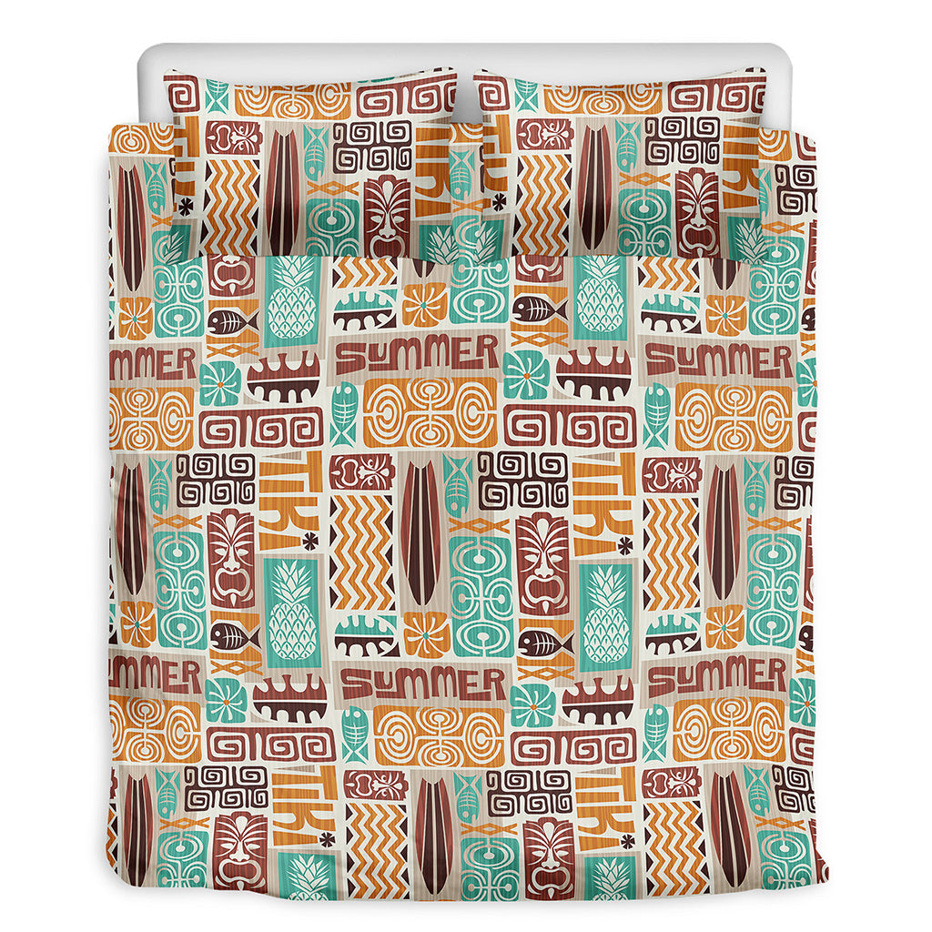 Tropical Tiki Pattern Print Duvet Cover Bedding Set