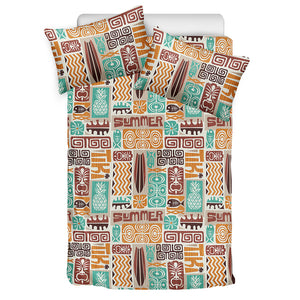 Tropical Tiki Pattern Print Duvet Cover Bedding Set