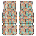 Tropical Tiki Pattern Print Front and Back Car Floor Mats