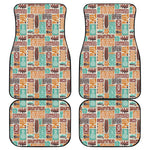 Tropical Tiki Pattern Print Front and Back Car Floor Mats