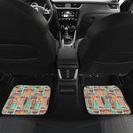 Tropical Tiki Pattern Print Front and Back Car Floor Mats