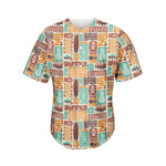 Tropical Tiki Pattern Print Men's Baseball Jersey