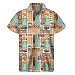 Tropical Tiki Pattern Print Men's Short Sleeve Shirt